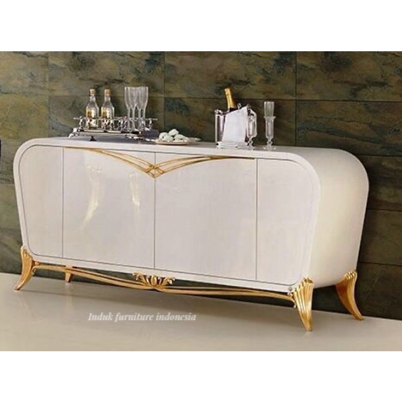 BUFET PAJANGAN TERBARU DUCO PUTIH GLOSY. BUFET HIAS MEWAH
