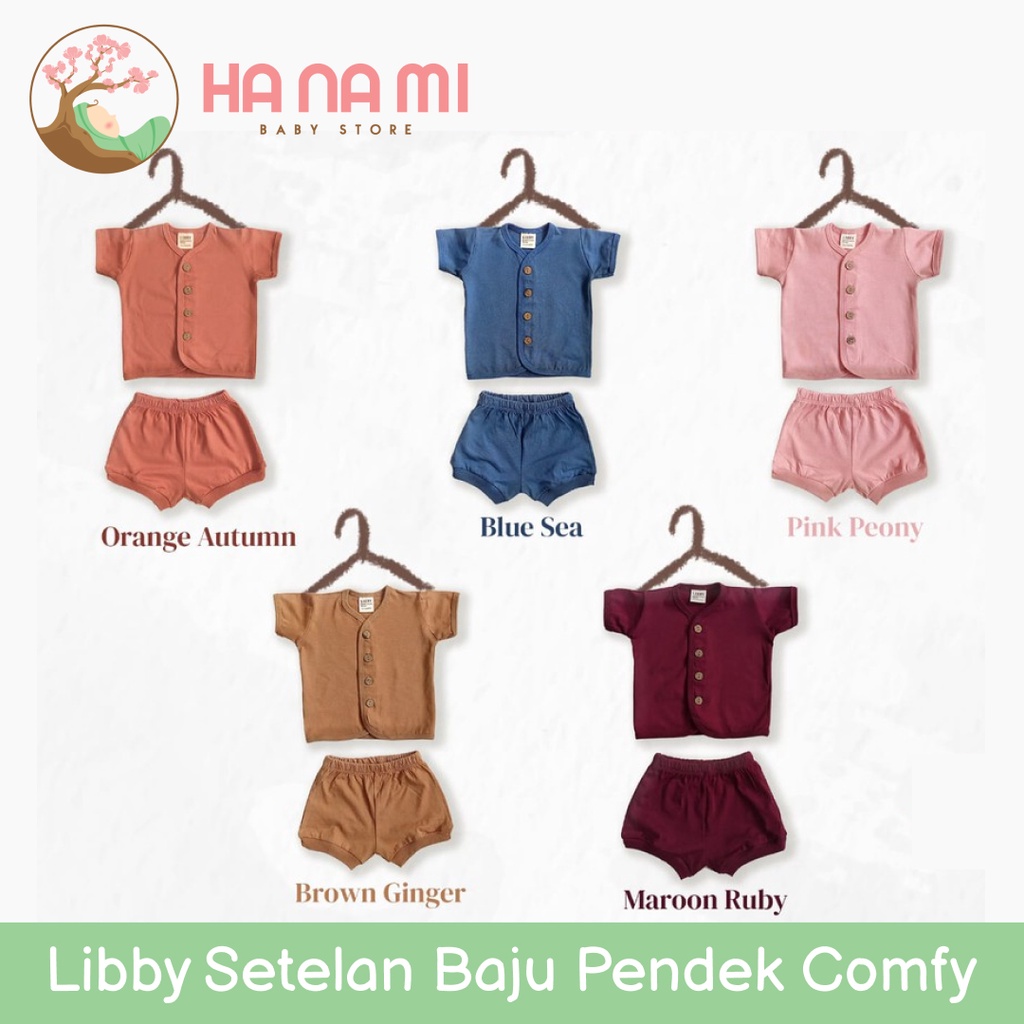 Libby Earth Series Comfy Set Kombinasi - Setelan Baju Pendek Bayi