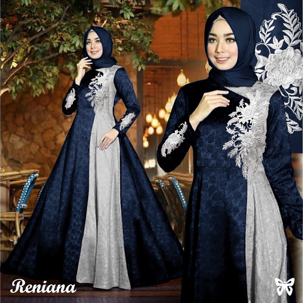 HOPYLOVY - Gamis Syari Pesta Terbaru Baloteli Embos Reniana Size L