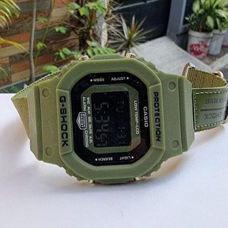 DW5600 TALI KANVAS JAM TANGAN PRIA GLS5600 DIGITAL KANVAS