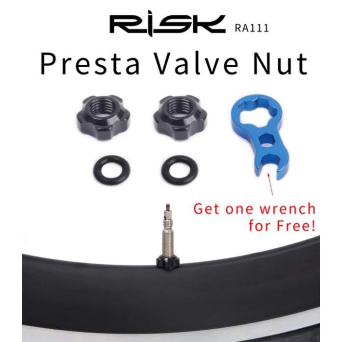 Risk Baut Mur Pentil Presta + Kunci Tool Valva Nut Presta Mur Pentil Kecil Sepeda Roadbike MTB Seli