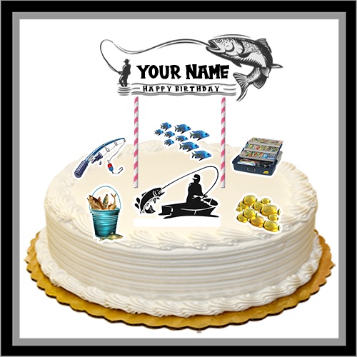 CUSTOM NAMA HIASAN KUE ULANG TAHUN CAKE TOPPER MANCING / FISHING