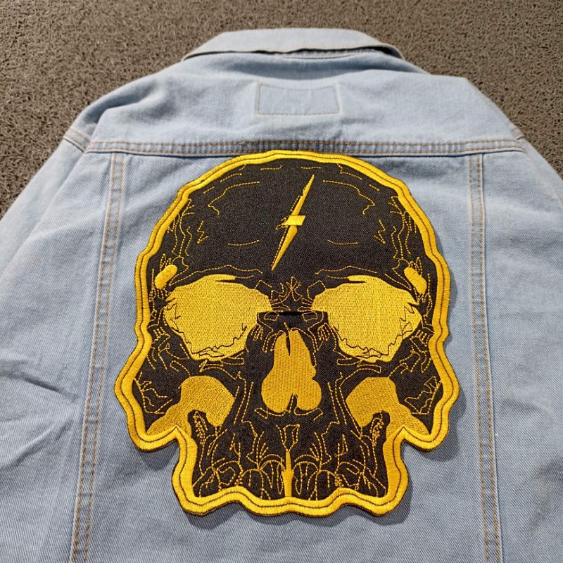 BACKPATCH BORDIR TENGKORAKK EMAS BEST QIALITY