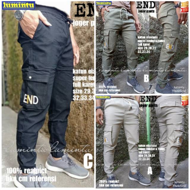 End Celana panjang joger pria cowok katun cotton jogger pants
