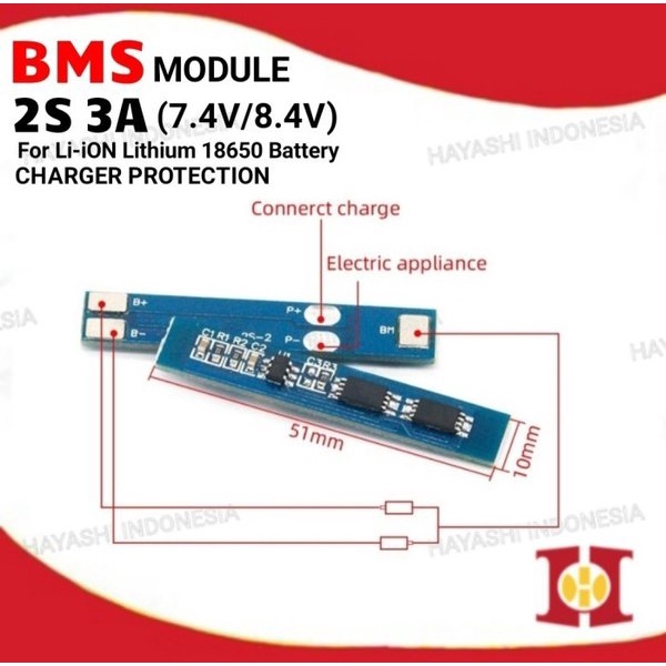 Modul BMS Battery Charger Protection Pelindung Baterai 18650 2S 3A