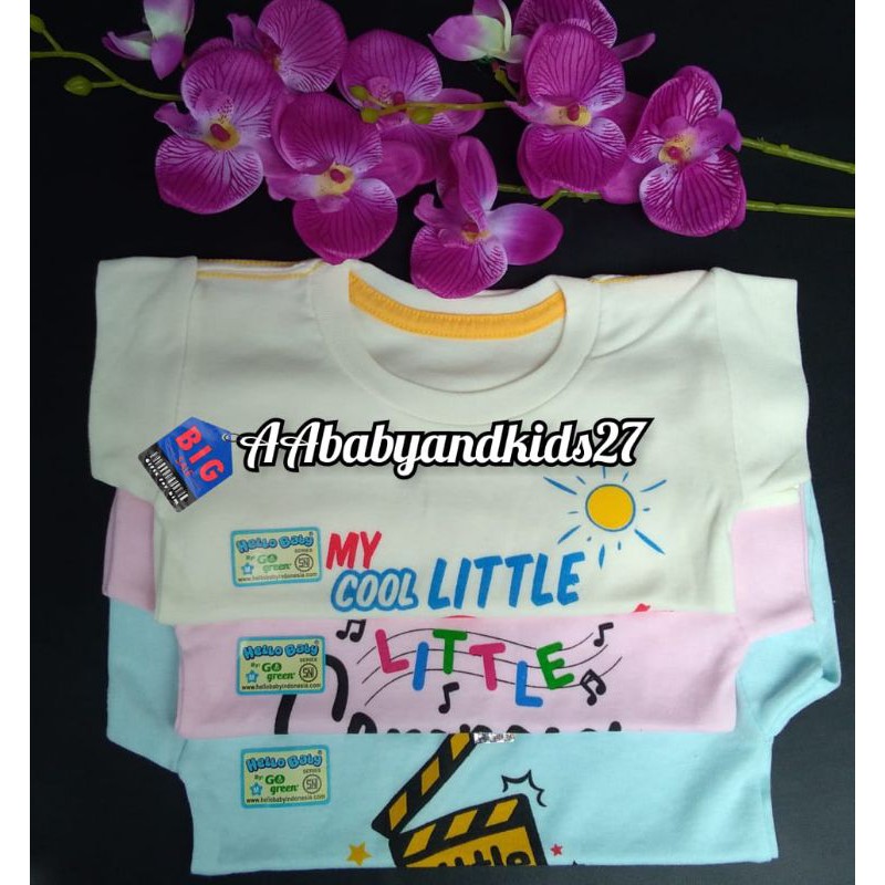 Hello Baby 1PC Kaos Oblong Bayi Sablon Ukuran S M L XL Lembut dan SNI