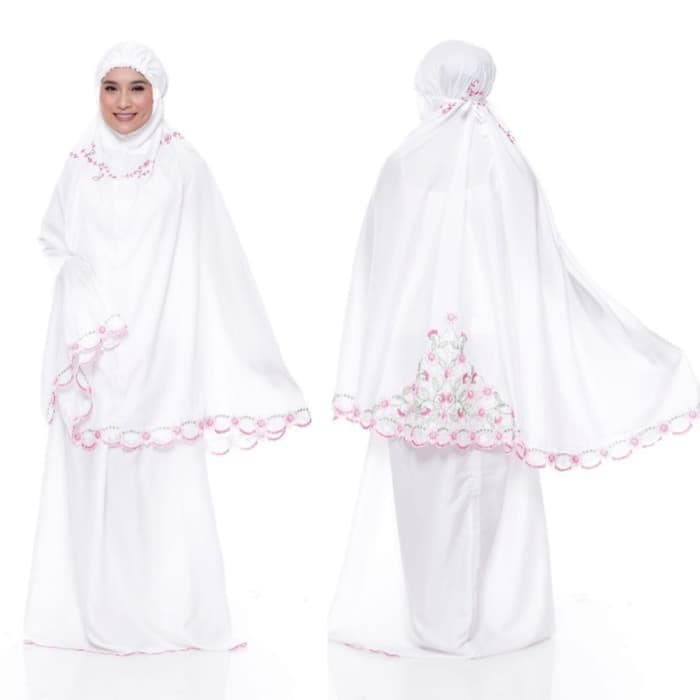 Mukena bordir pinggul raisa warna bahan katun mikromukena best seller