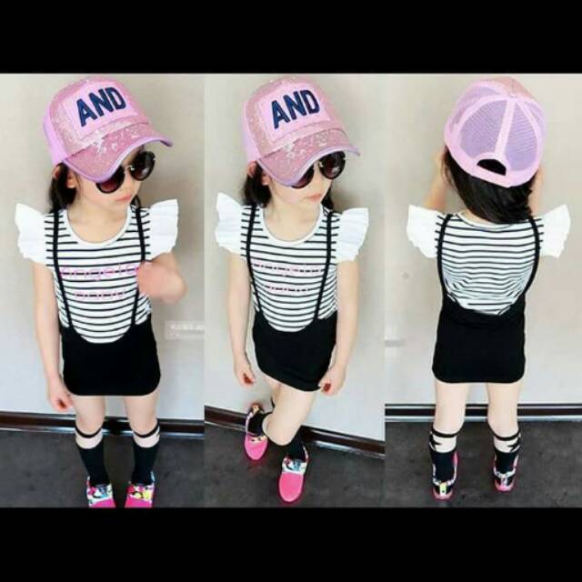 Dress Anak Cewek Angela Stripe Black