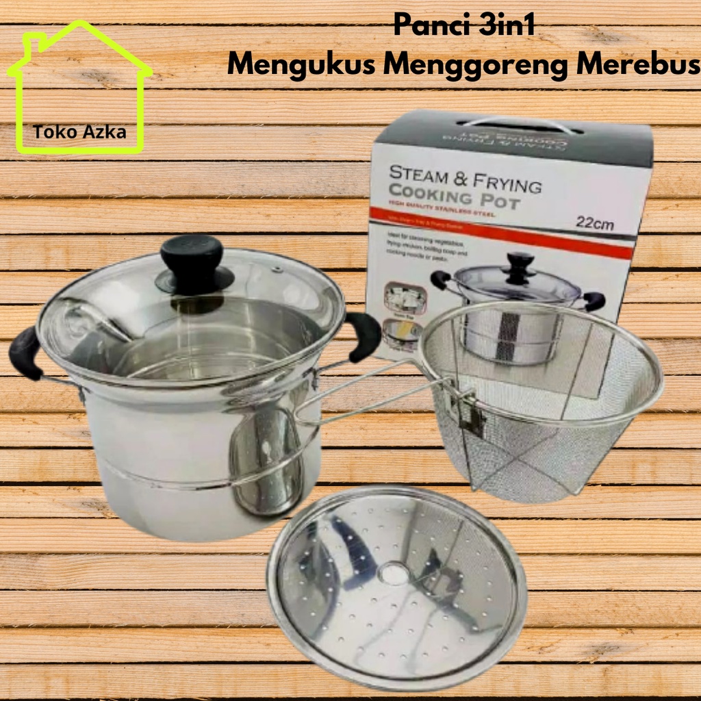 Panci Set 3in1 Menggoreng Mengukus Merebus