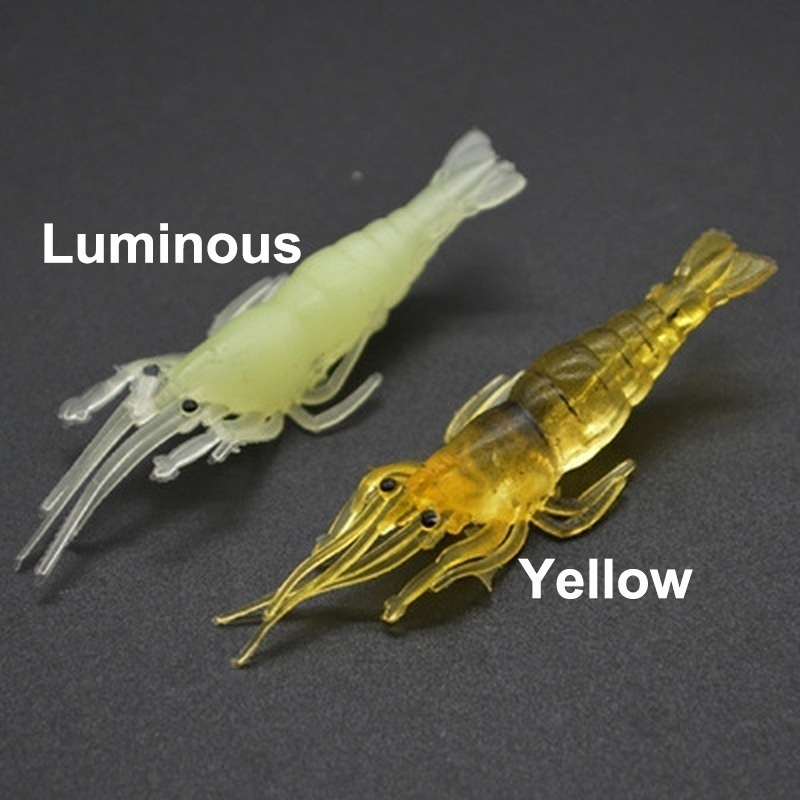 Umpan Pancing Udang Cumi Squid Jig Fishing Lures Shrimps Prawn Luminous Glow in Dark Spinner Lures Tackle for Cuttlefish FEZONE