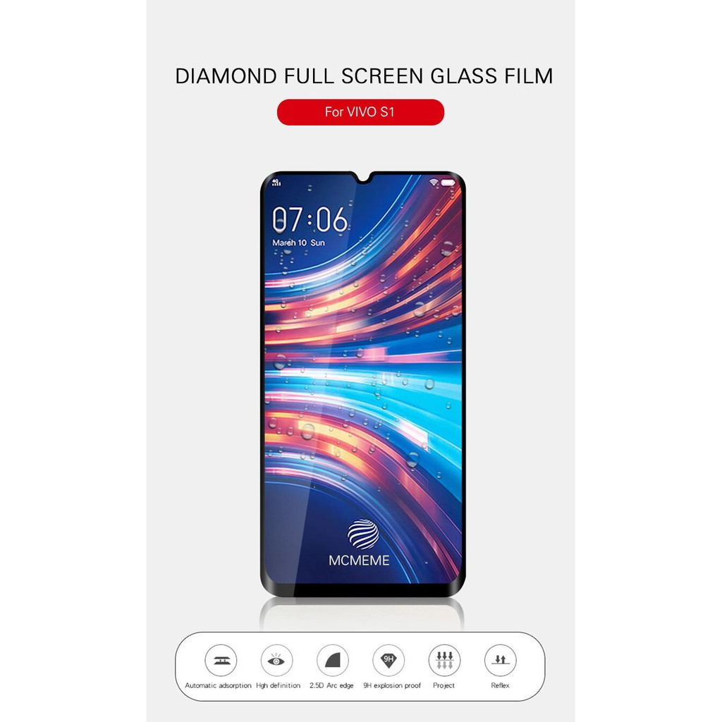 Vivo S1 / S1 Pro Tempered Glass 5D Full Cover Full Lem