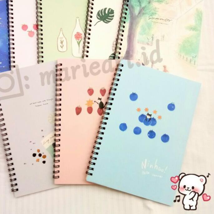 

PALING LARIS!! Marie Art - Notebook spiral A5 bergaris tema cover aesthetic [16]