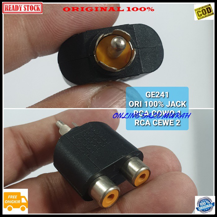 G241 Jack cewe jek rca cowo adapter konektor sambungan splitter audio sound extension penyambung suara headset headphone converter female male canon aux dvd ampli stereo original  JACK RCA COWO DAN RCA CEWE  BISA DIPAKAI BOLAK BALIK  20 GRAM mela