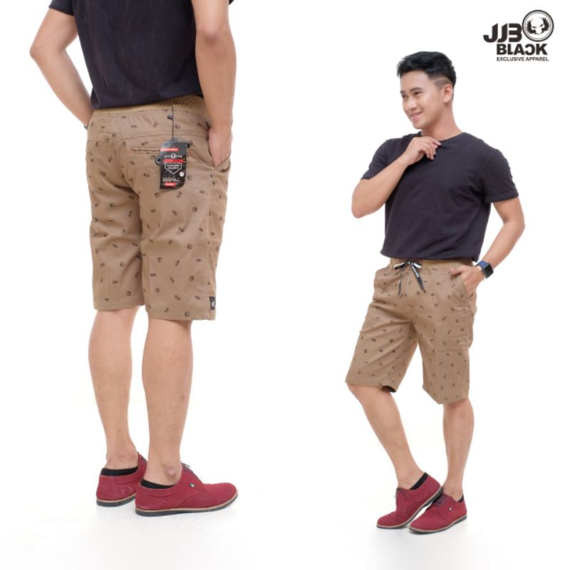 Celana Chino Pendek Pria Cowok kolor Rip Pinggang karet katun motif mintz short pants