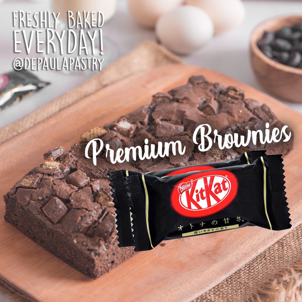 

Brownies Panggang Premium Topping KITKAT DARK CHOCO JEPANG / Kue Coklat Brownis Bronis Kukus Fudgy