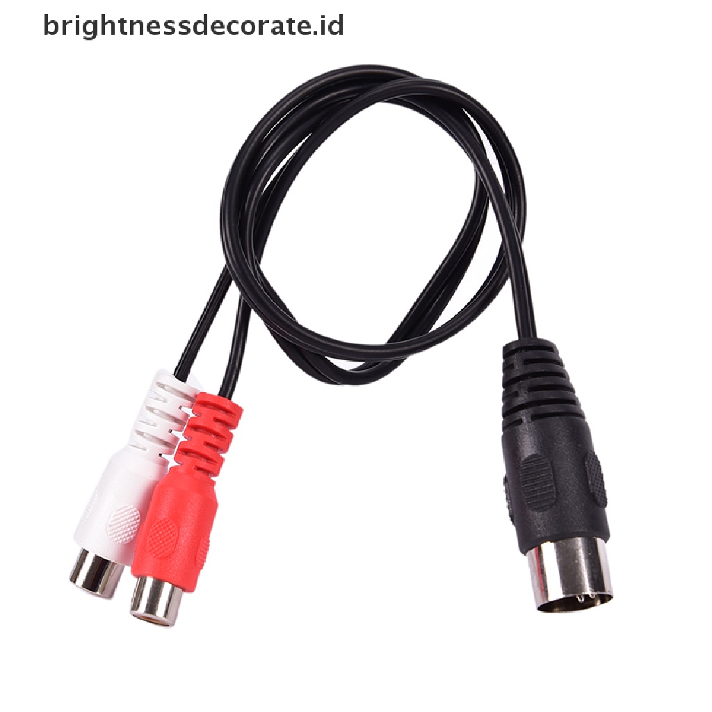 [birth] MIDI DIN 5P Male to 2 RCA Phono Female Socket Jack MF Audio Cable 0.5M [ID]