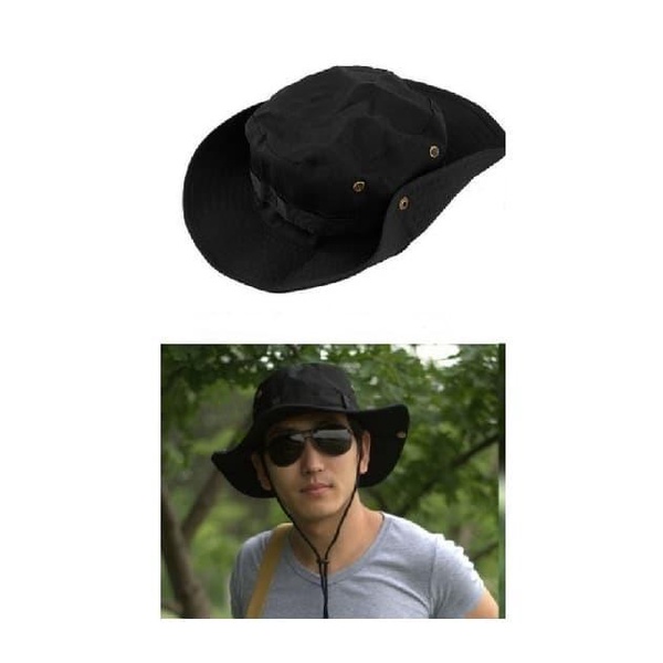 Bucket Hat Topi Rimba / Topi Gunung Import ( Hitam )