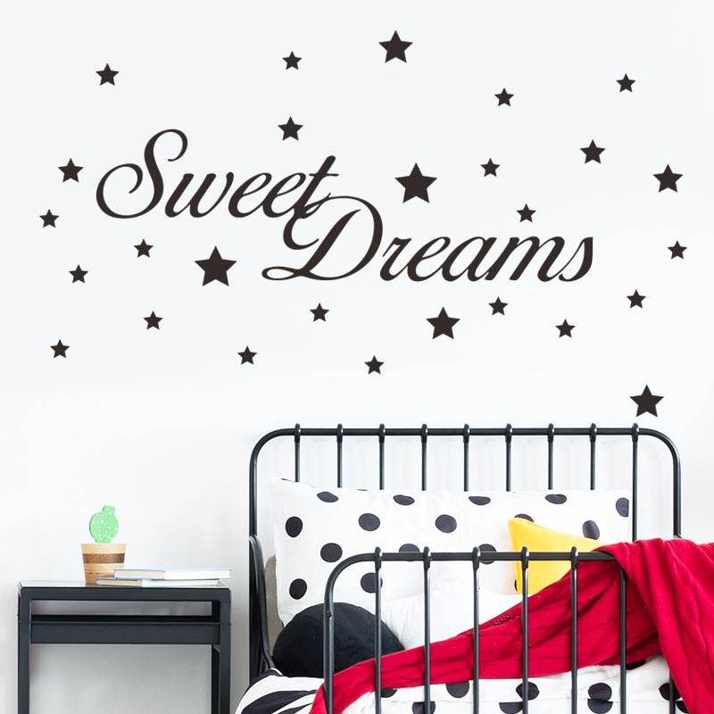 Stiker Dinding Desain Sweet Dreams Star on the Wall Untuk Dekorasi Kamar Tidur