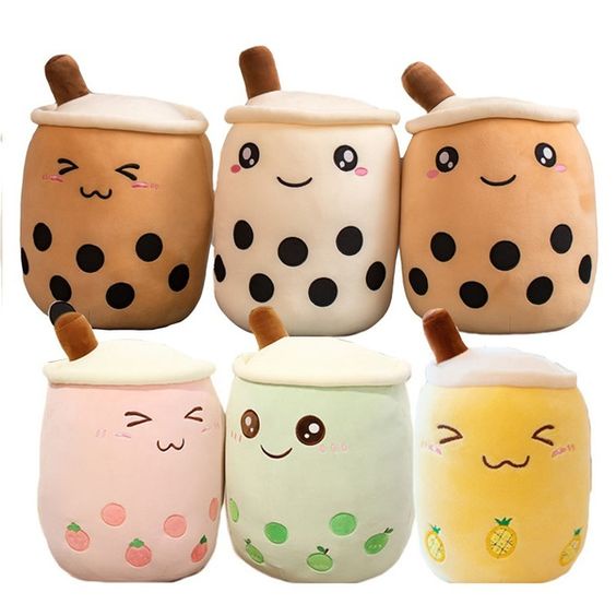 Boneka Boba Bubble Milk Tea Plush Cup bantal lucu buah minuman mewah boneka apel merah muda strawberry teh susu hadiah anak-anak/ pacar/ pasangan