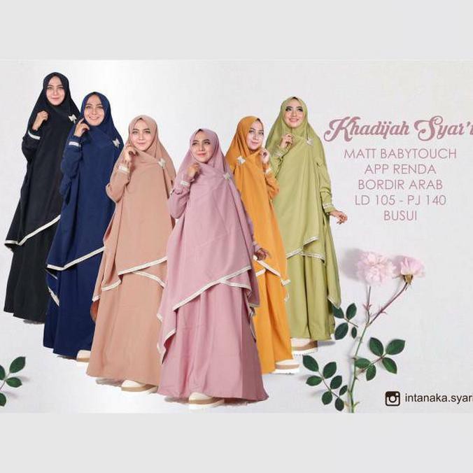 Baju Gamis Wanita Terbaru Jumbo Khadijah Syari Ori Intanaka Khimar
