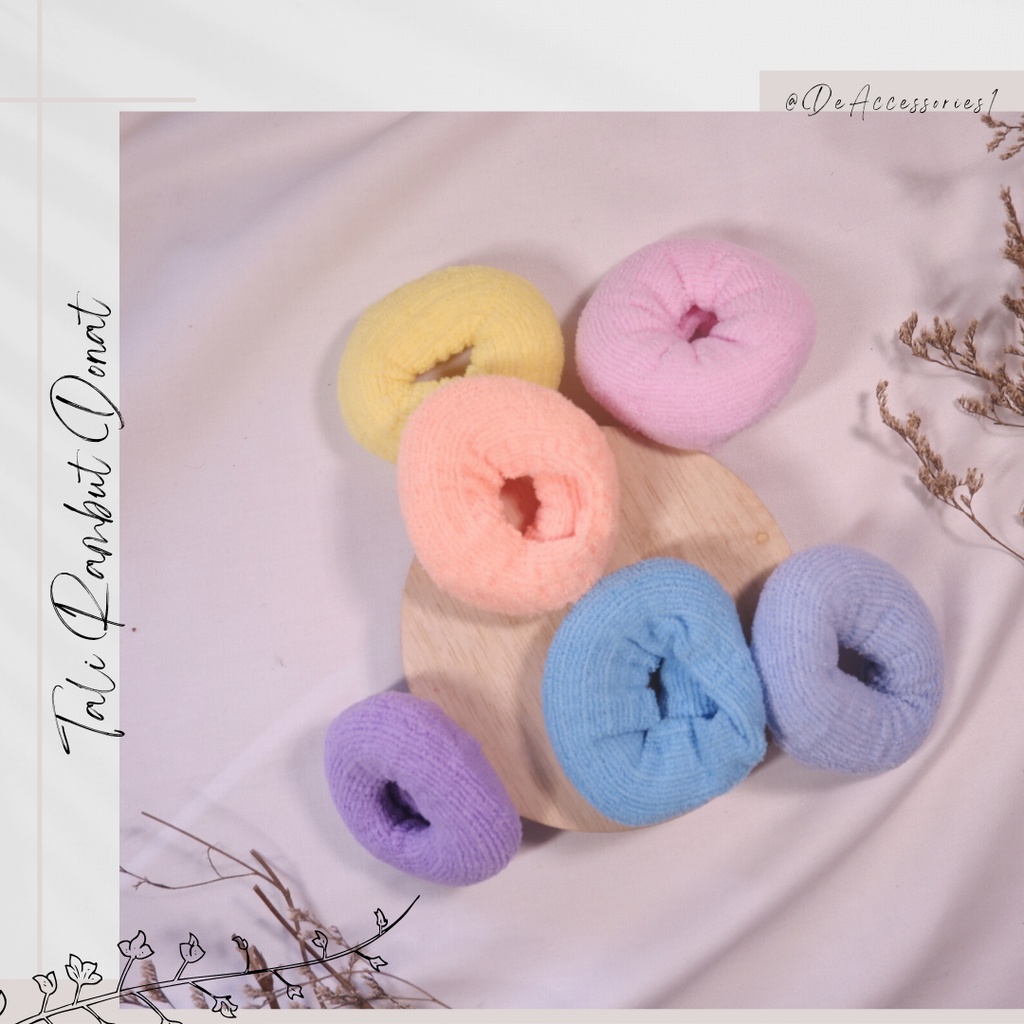 (ISI 12 PCS) Ikat Rambut Donat / Tali Rambut Donat / Ikat Rambut Donat Kecil (001)