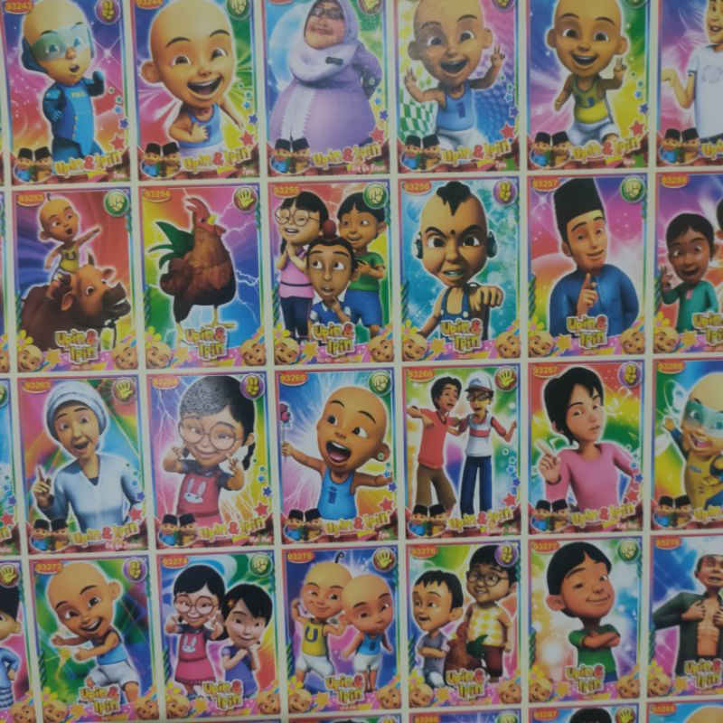 gambar poster adu gepok isi 100   / mainan kartu / mainan anak murah  / kartu gepok / umbul umbulan-Upin Ipin
