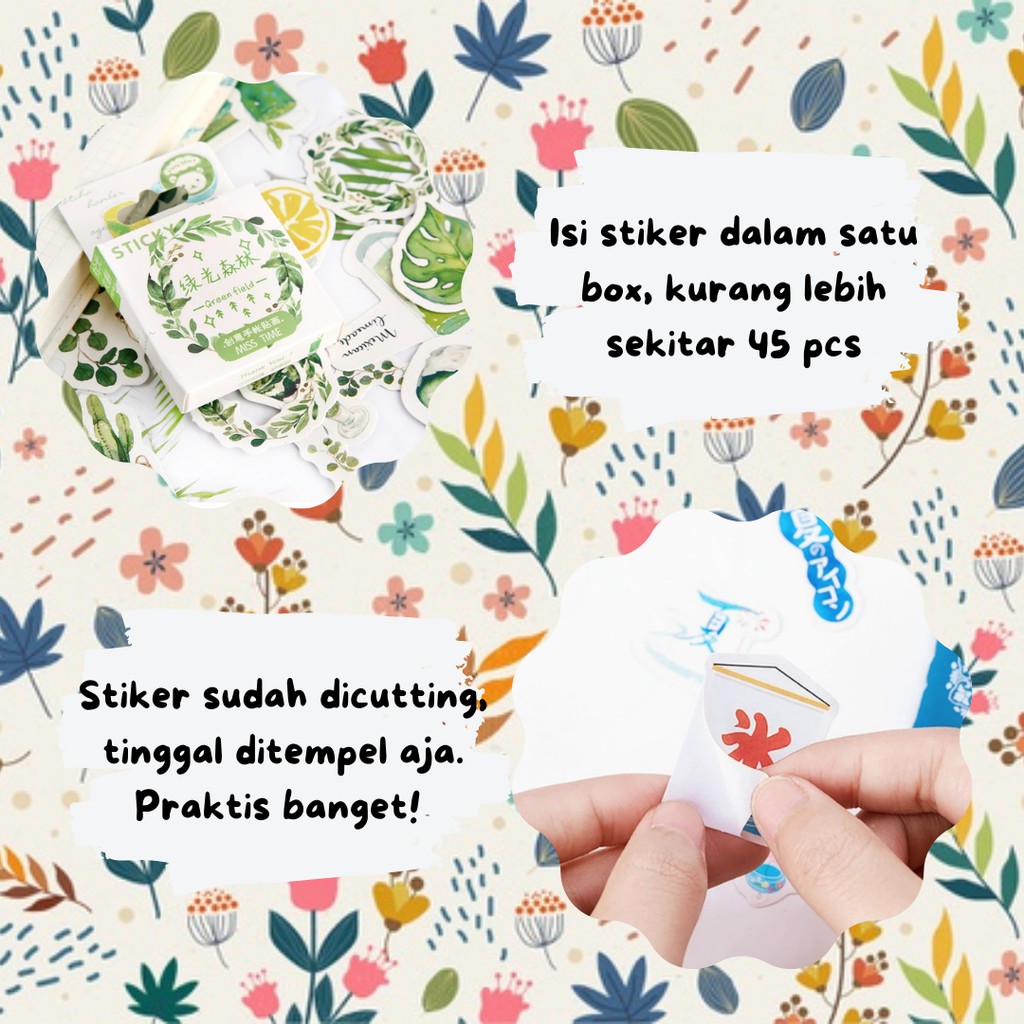 45pcs Aesthetic Stiker Box Lucu Murah Dekorasi Hias Diary/Journal/Scrapbook/DIY-1