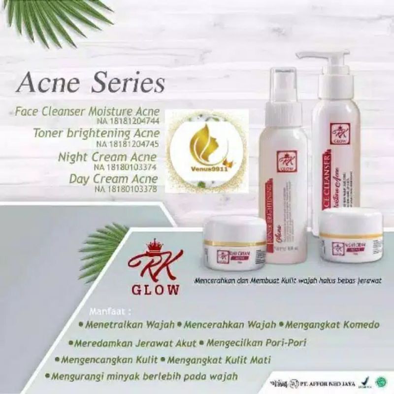 RK Glow Acne Series / RK Glow Paket Acne / RK Glow Skincare / Perawatan Wajah Berjerawat