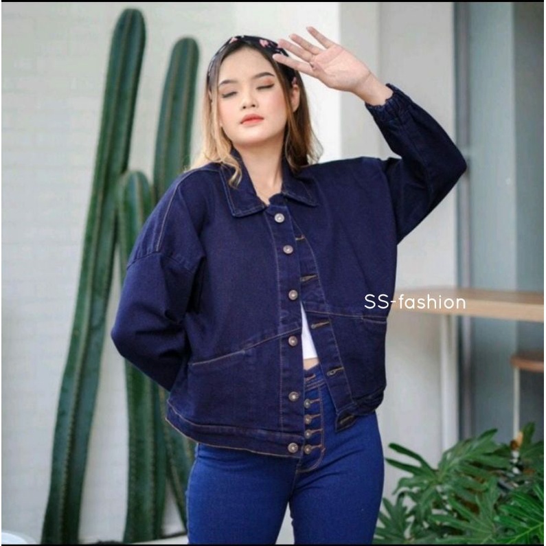 Baggy Vintages Jaket Jeans Wanita Oversize