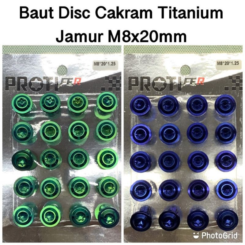 BAUT KALIPER CAKRAM DEPAN/BAUT PIRINGAN DEPAN DRAT M8×20MM TITANIUM MODEL JAMUR Per 1pcs