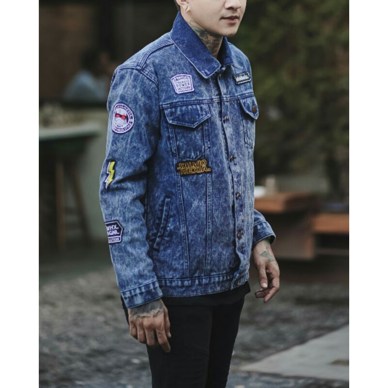 SALVIOHEXIA Jaket Jeans Denim Premium Jaket Sandwash Unisex