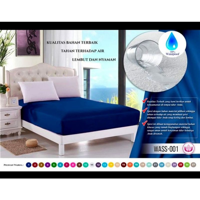 SPREI WATERPROOF ANTI AIR UKURAN 120*140*160*180*200 x 200-K4