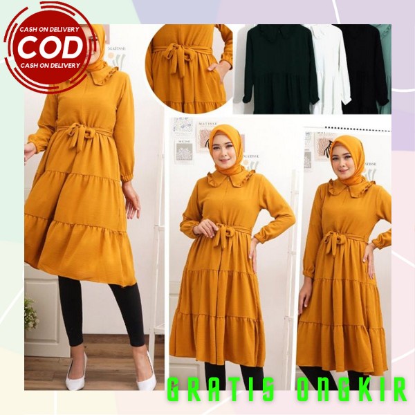 Bsju Atasan Cewe Kuliah Tunik Cewek Lengan Panjang Drees Cewek Fashion Korean Style Kemeja Tunic Pan