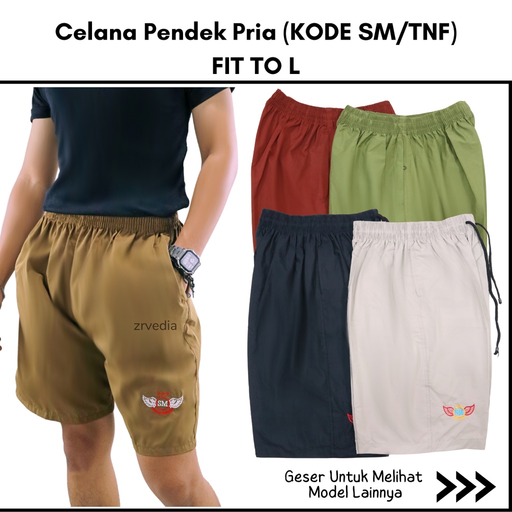 Celana Dewasa Pendek Kode SM Pria / Fit to XL Santai Olahraga Fitness Boxer Sport Kolor Laki Polos