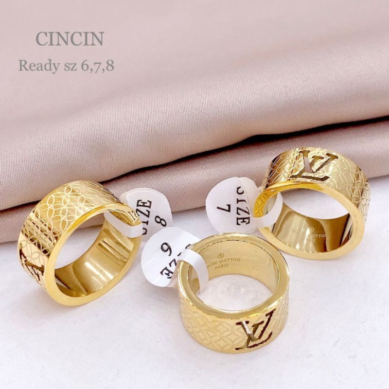 Cincin Titanium Asli Premium Quality Anti karat anti alergi Stainless steel ori Branded band C228 gold