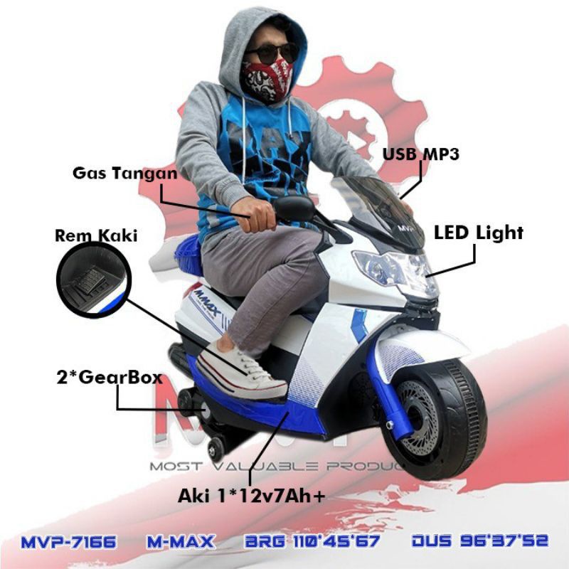 MOTOR AKI N-MAX MVP 7166 GAS TANGAN AKI 12 VOLT