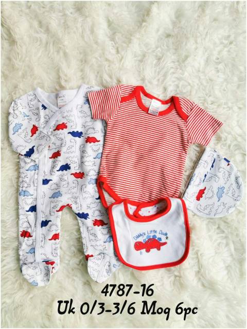 sleepsuit baju bayi 4in1/ jumper bayi import topi plus slabber/ set baju bayi