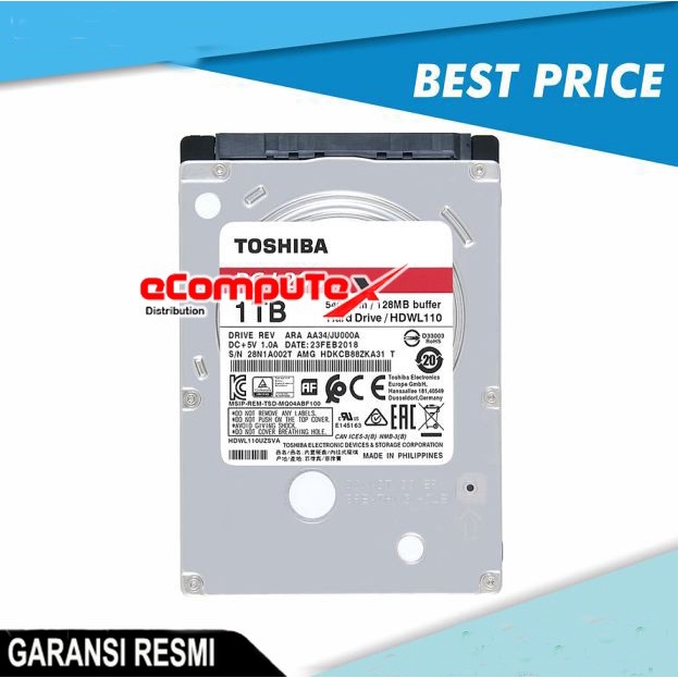 HARDISK INTERNAL TOSHIBA L200 / L 200 1TB 2.5&quot; HDD HD - GARANSI RESMI