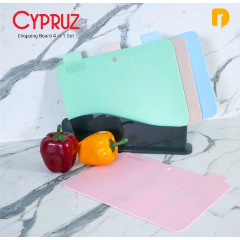 TALENAN SET ANTI SLIP CHOPPING BOARD CYPRUZ CUTTING MULTIFUNGSI PLASTIK