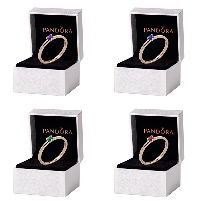 Pandora Cincin 18K Rose Gold Solitaire Aksen Berlian Untuk Wanita