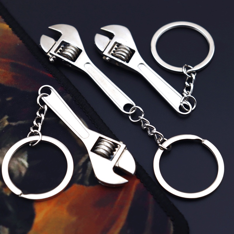 Silver Creative Metal Wrench Shape Keychain / Keychain Decoration Pendant For Car Keyring Bags / Key Chains Accessories