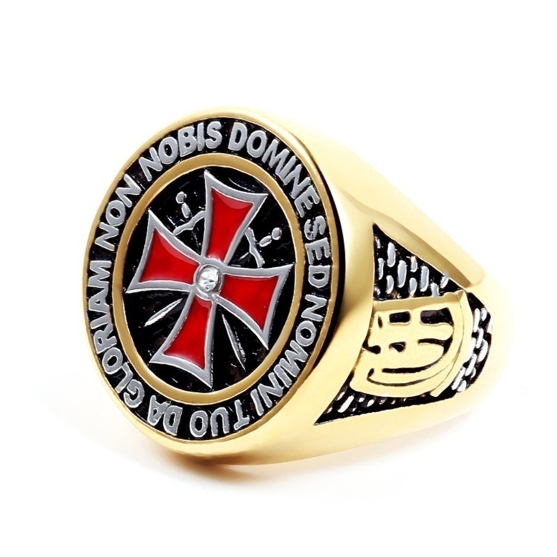 SeuSuk Fashion Popular Punk Rock Crusader Cross Rings for Men Knight Templar Knight Symbol Ring