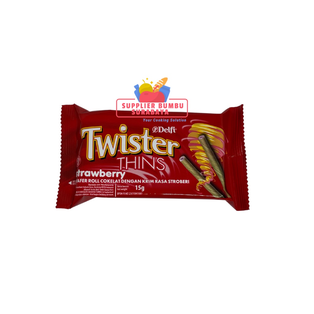 Twister Thins Astor Stick Wafer Roll Coklat Strawberry Vanilla Capuccino 15g