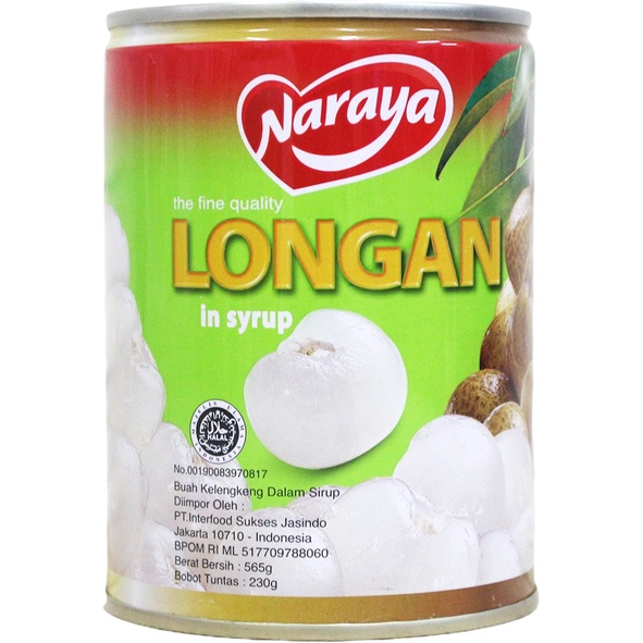 

Naraya Longan in Syrup 565gr Buah Kelengkeng Kaleng dalam Sirup