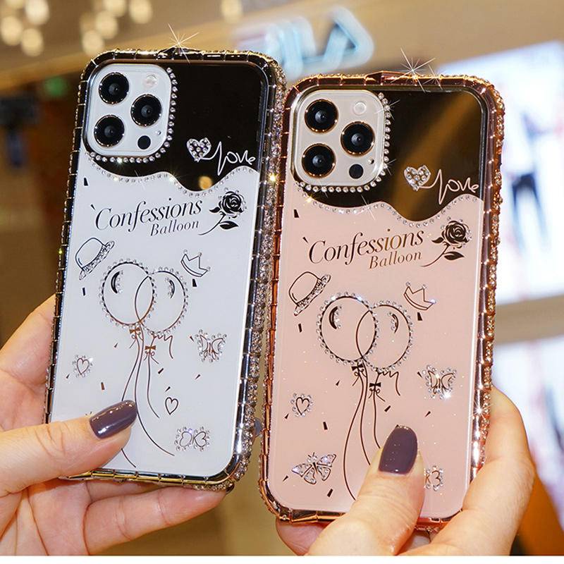 Case Pelindung Lensa Kamera Belakang Aksen Glitter Berlian Untuk iPhone 13 12 11 Pro Max X XS Max 12 Mini