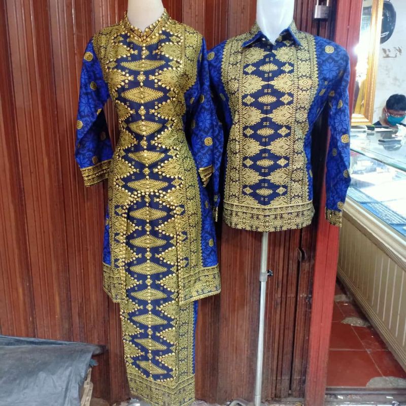 SET SONGKET KURUNG PALEMBANG BIRU NAVY