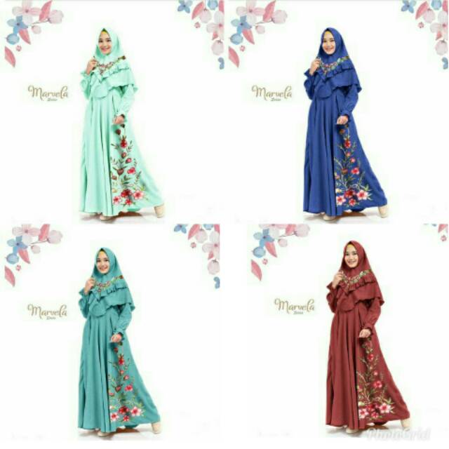 GAMIS MARVELA WARNA MARON,MINT,TOSKA,BIRU + BERGO