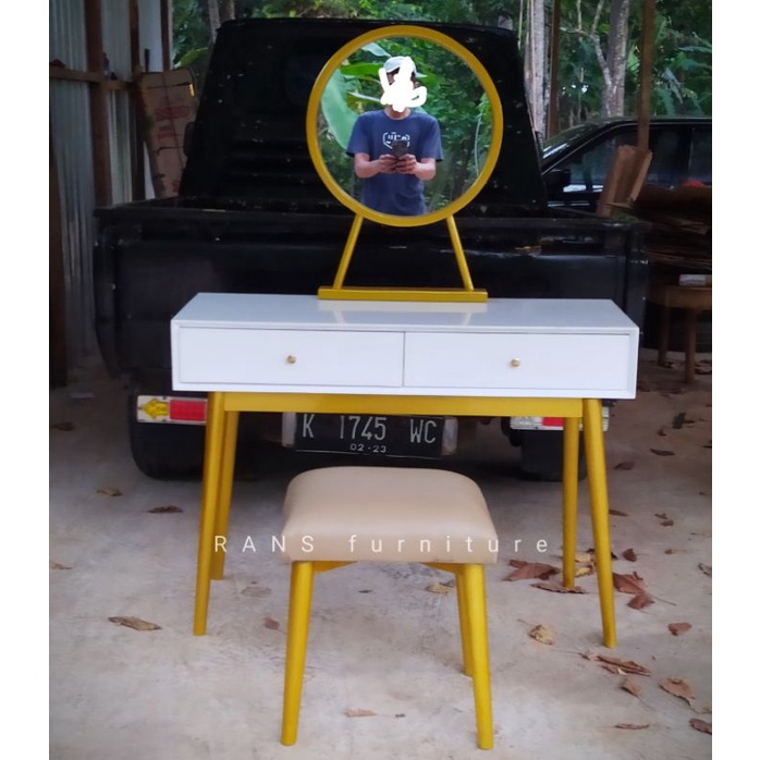 meja rias duco putih gold/tolet duco putih gold