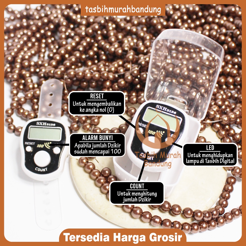 Tasbih Digital lampu LED Ada Alarm Kelipatan 100