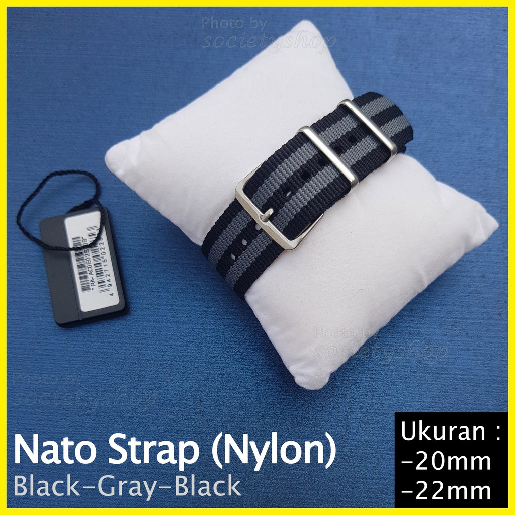 Nato Strap Zulu Tali Jam Nylon Canvas 20mm 22mm Stripe Strip Watch biru gray brown putih hitam